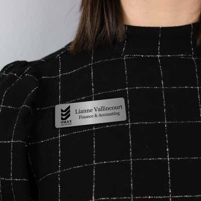 Custom Brushed Silver Name Tag - 1.5 x 3.5 - alternate view
