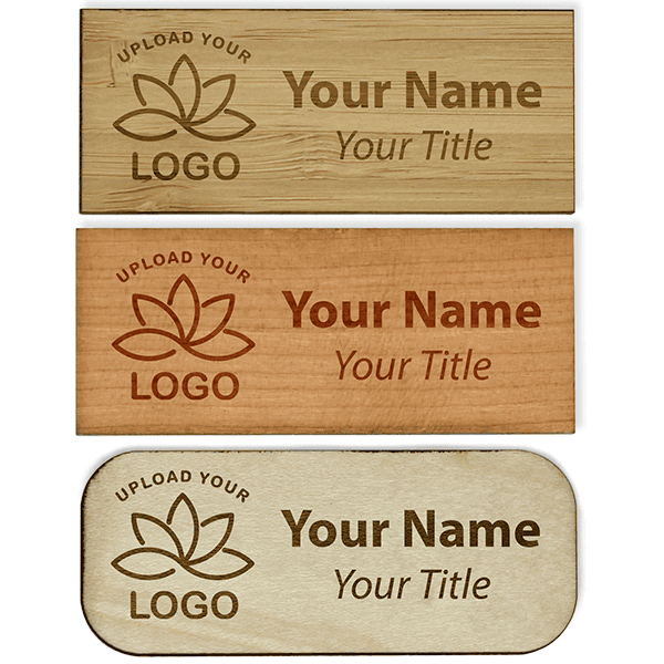 Engraved Wood 1.25" x 3" Name Tag
