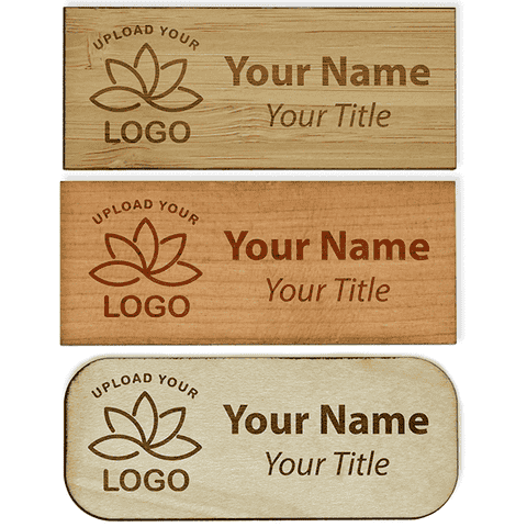 Engraved Wood 1.25" x 3" Name Tag