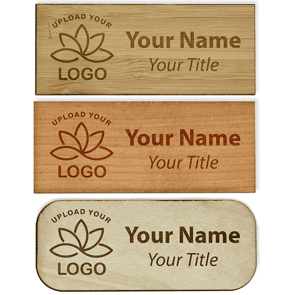 Engraved Wood 1.25" x 3" Name Tag