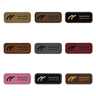 Leatherette Rectangle 1.25" x 3.25" Magnetic Name Tag - alternate view