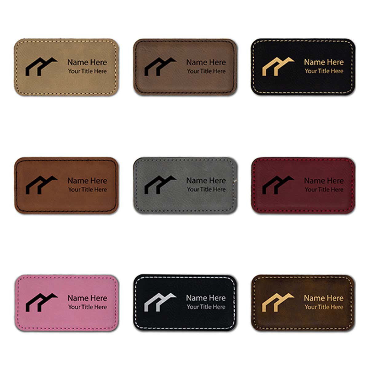 Leatherette Rectangle Magnetic Name Tag - 1.75" x 3.25" Color Examples