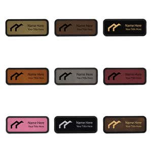 Leatherette Rectangle Name Tag with Frame - 1" x 3" Color Options