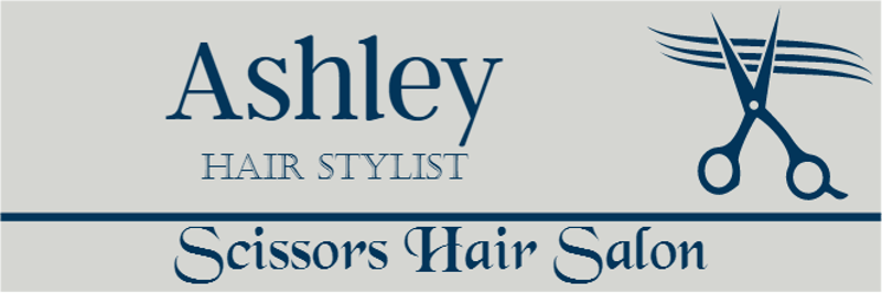Scissors 3 Line Rectangle Hair Salon Name Tag