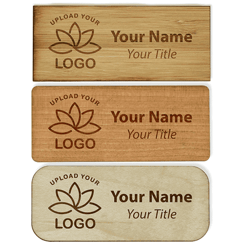 Engraved Wood 1.5" x 3.5" Name Tag