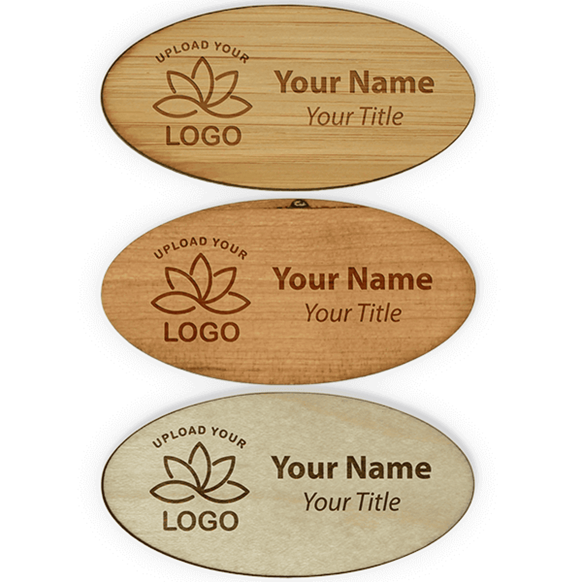 Engraved Oval Wood Name Tag | 1 ½” x 3”