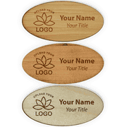 Engraved Wood 1.5" x 3" Oval Name Tag