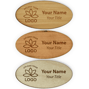 Engraved Wood 1.5" x 3" Oval Name Tag