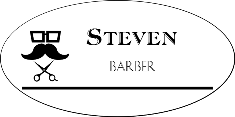 Barber Shop 2 Line Oval Hair Salon Name Tag