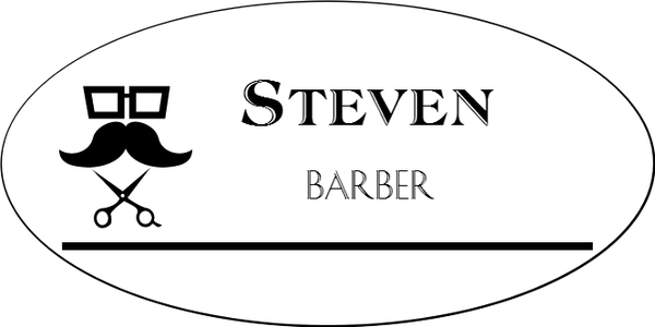 Barber Shop 2 Line Oval Name Tag