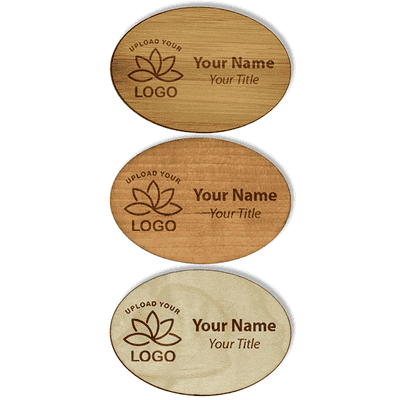 Engraved Oval Wood Name Tag | 1 ¾” x 2 ½”