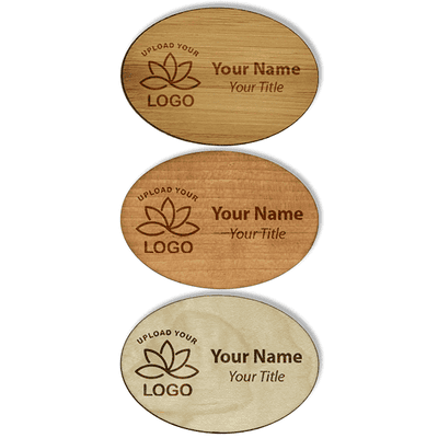 Engraved Oval Wood Name Tag | 1 ¾” x 2 ½”