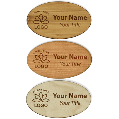 Engraved Oval Wood Name Tag | 1 ¾” x 3”