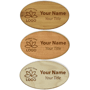 Engraved Wood 1.75" x 3" Oval Name Tag