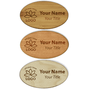 Engraved Wood 1.75" x 3" Oval Name Tag