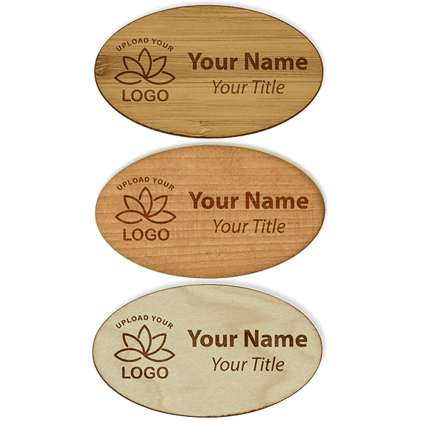 Engraved Wood 1.75" x 3" Oval Name Tag