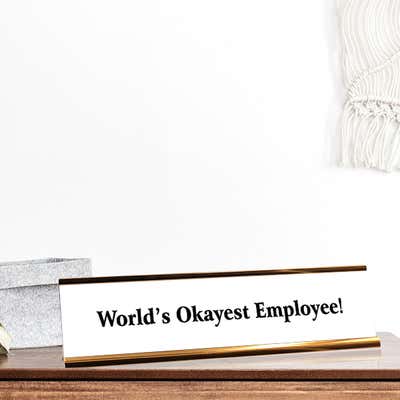 World's Okayest Employee! Funny Name Plate - alternate view