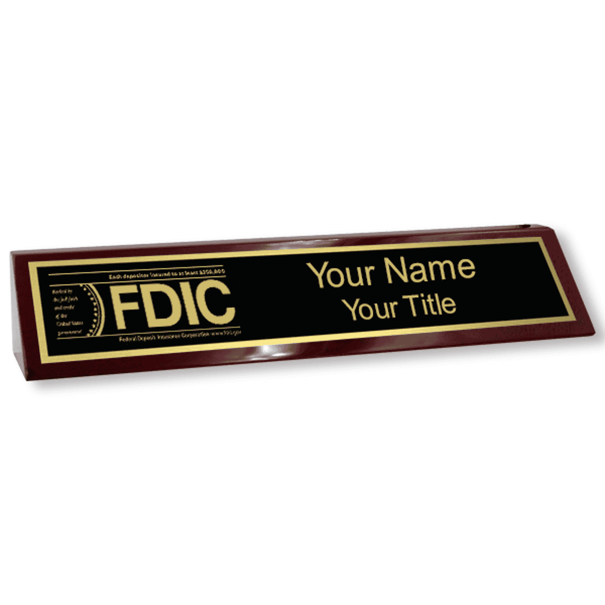 FDIC Wood Desk Name Block