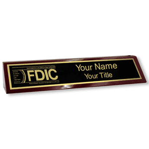 FDIC Wood Desk Name Block