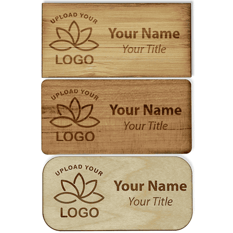 Engraved Wood 1.5" x 3" Name Tag