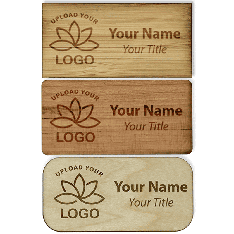 Engraved Wood Name Tag | 1 ½” x 3”