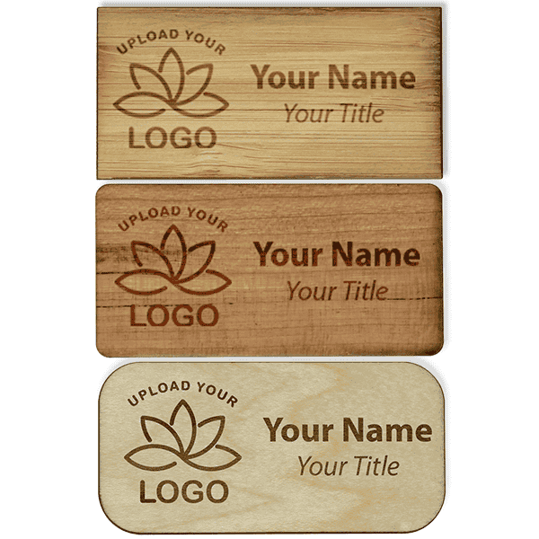 Engraved Wood 1.5" x 3" Name Tag