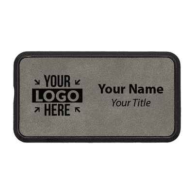 Leatherette Rectangle Name Tag with Frame - 1.5" x 3"
