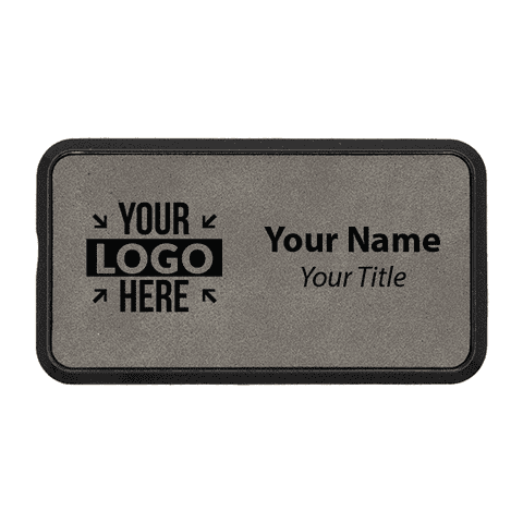 Framed Leatherette 1.5" x 3" Rectangle Name Tag