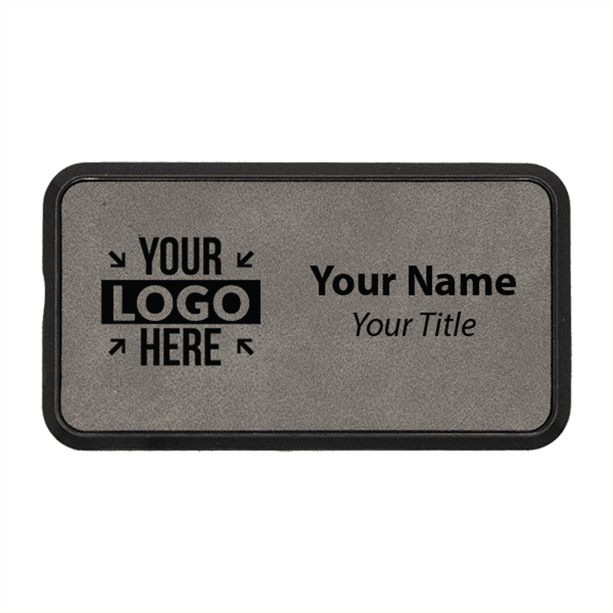 Leatherette Rectangle Name Tag with Frame - 1.5" x 3"
