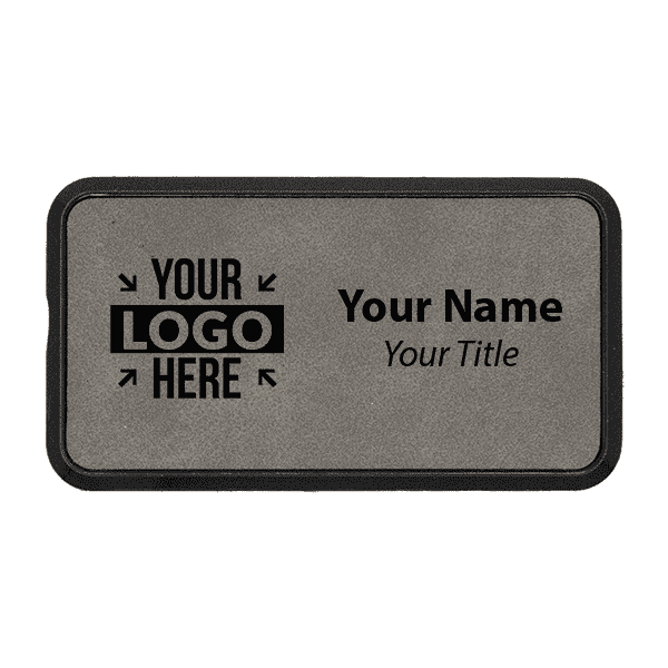 Framed Leatherette 1.5" x 3" Rectangle Name Tag