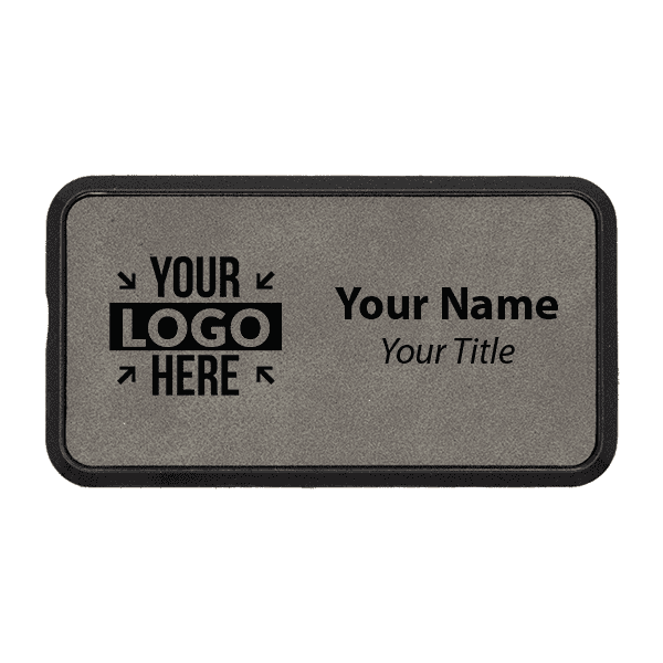 Framed Leatherette 1.5" x 3" Rectangle Name Tag