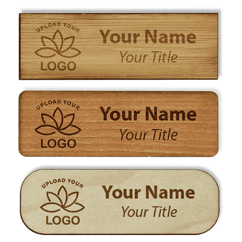 Custom Wood Engraved Name Tag - 1" x 3"