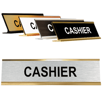 Silver Cashier Desk Plate