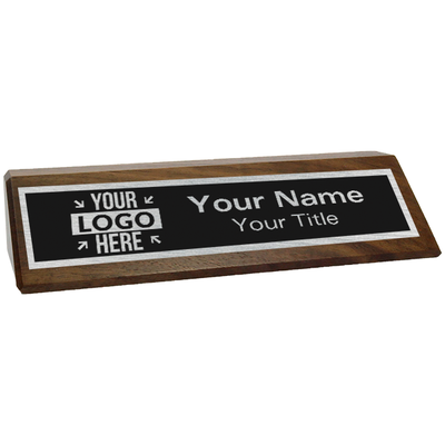 Genuine Wood Walnut Desk Wedge with Optional Left Logo | 2" x 8" - alternate view