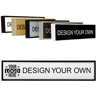 Square Corner Engraved Wall Sign with Holder - 2" x 9"