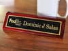 Executive Brass Name Plate With Logo - Piano Rosewood Finish 2" x 8"