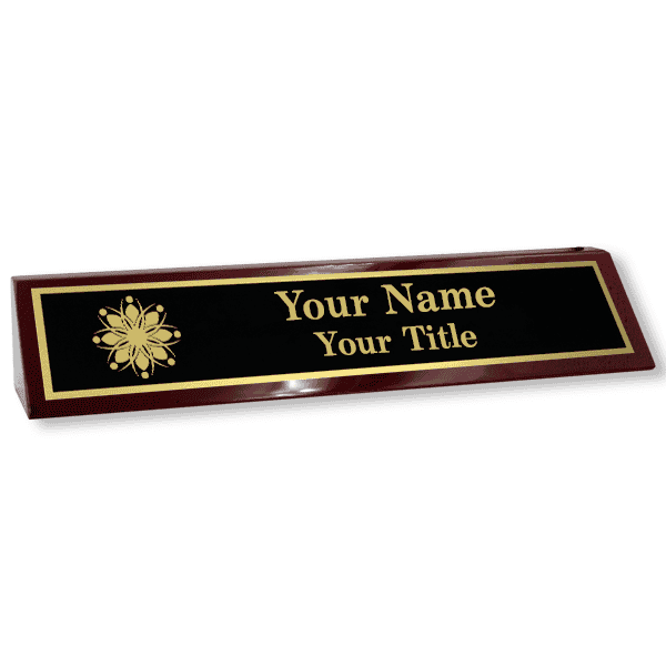 Custom Logo 2" x 10" Piano Rosewood Desk Wedge