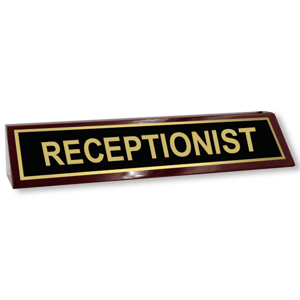 Rosewood Desk Plate Receptionist - 2" x 8" Black Brass