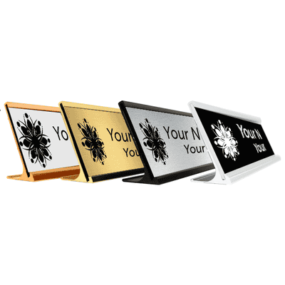 2" x 10" Engraved Desk Plate with Holder - alternate view