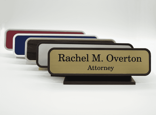 Engraved Plastic 2" x 8" Rounded Corner Deskplate