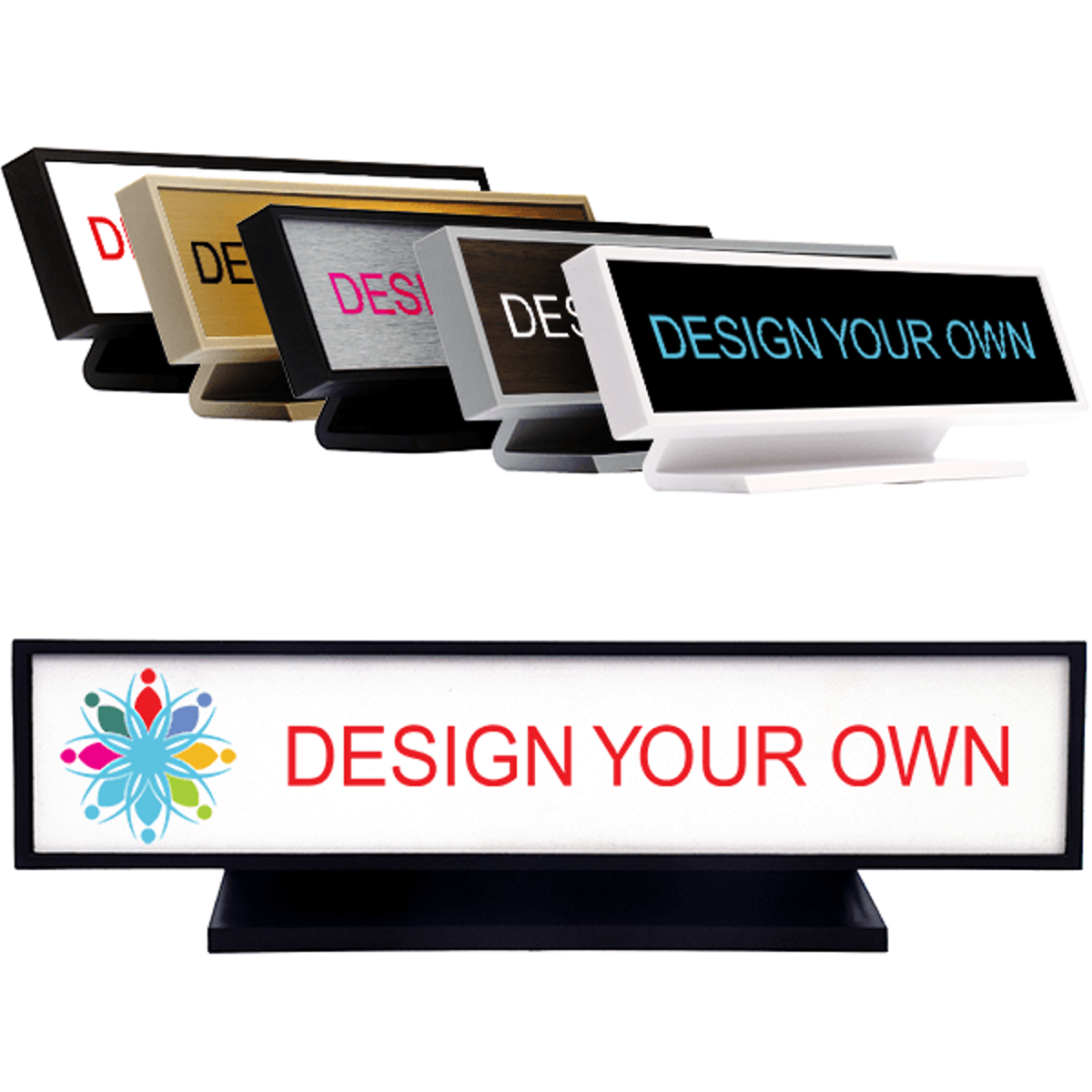 Plastic Square Corner Deskplate with Color Insert (8129, 3128)