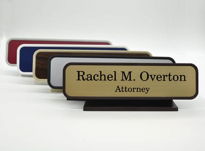 Classic Executive Desk Name Plate - Fully Customizable 2" x 8" - alternate view
