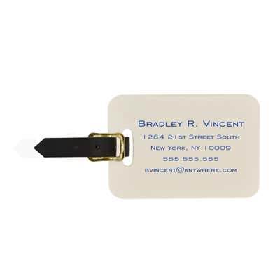 Custom Monogram Luggage Tag Blue & White Stripe - alternate view