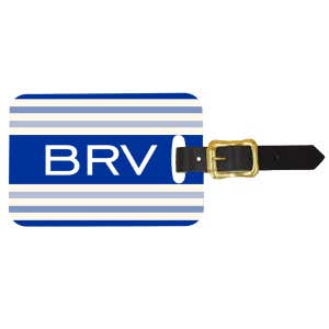 Blue & White Custom Monogram Luggage Tag
