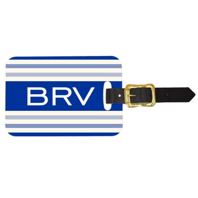Blue & White Custom Monogram Luggage Tag