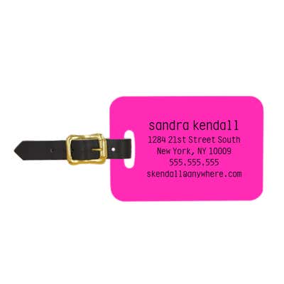 Custom Pink Monogram Design Double Sided Luggage Tag - alternate view