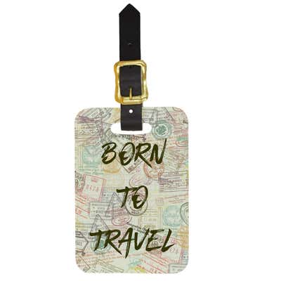Custom Born To Travel Design Double Sided Luggage Tag