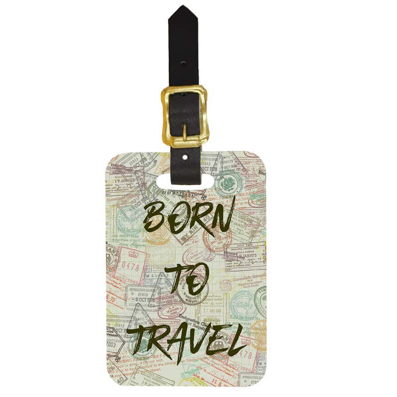 Custom Born To Travel Design Double Sided Luggage Tag