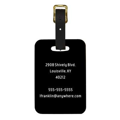 Custom Luggage Tag, B&W Stripe with Heart - alternate view