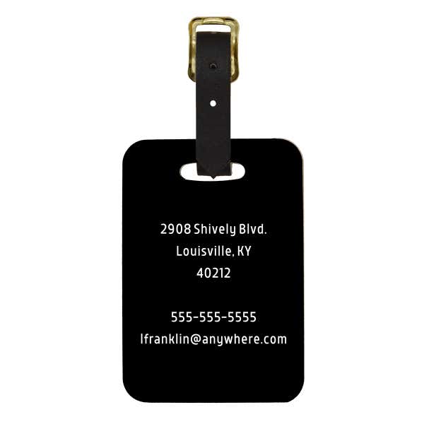 Custom Luggage Tag, B&W Stripe with Heart